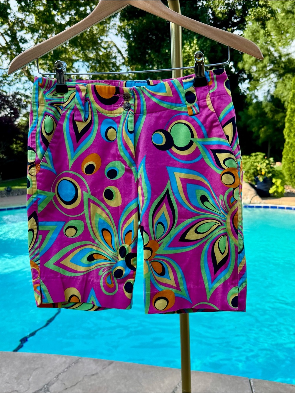 Loudmouth Women's Bright Pink Floral-Print Bermuda Shorts Epic Style Fun Fun 0
